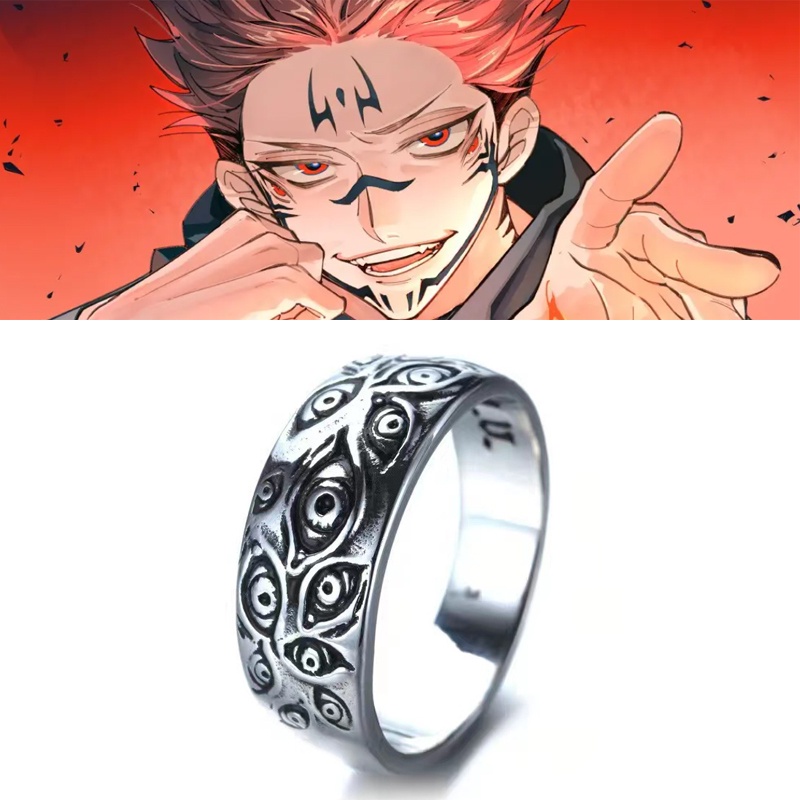 Nhẫn Unisex Màu Đen Hình Đôi Mắt Chết Anime Jujutsu Kaisen
