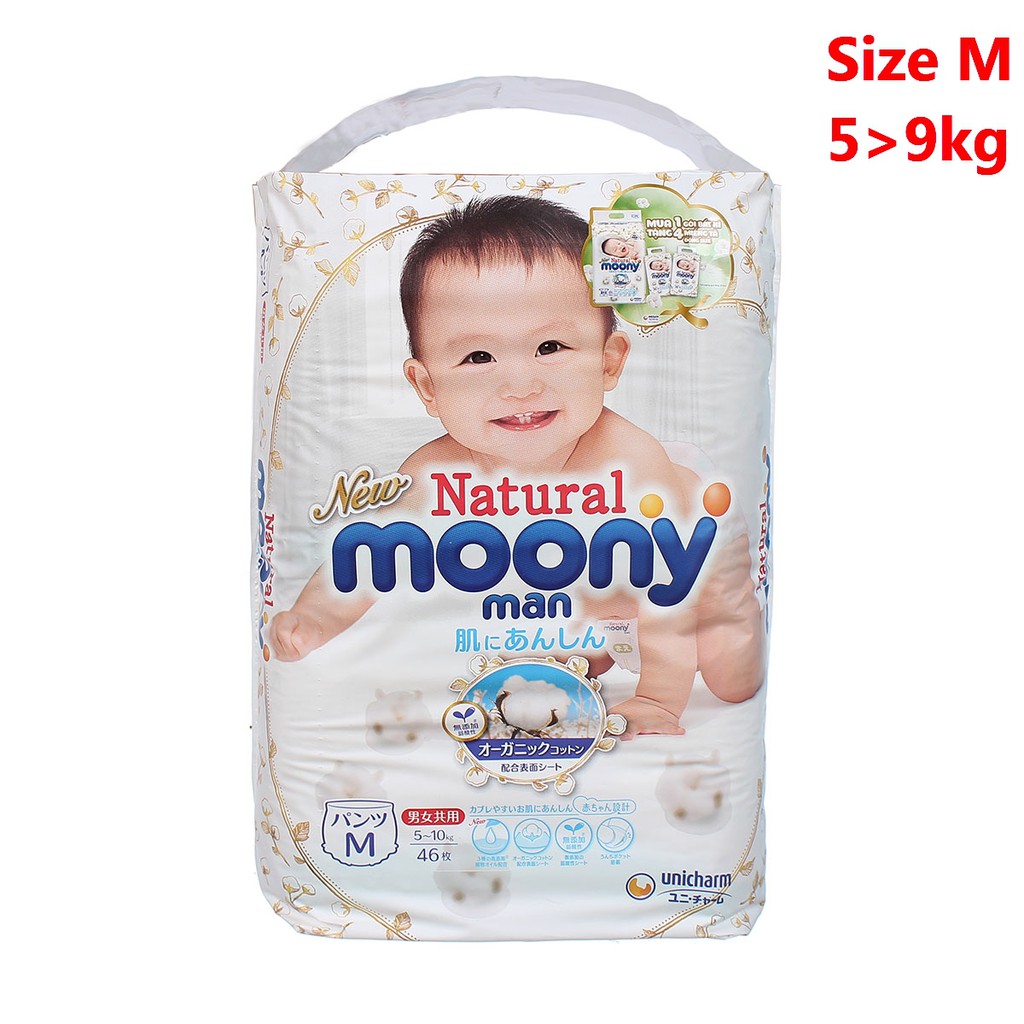 Bỉm MOONY NATURAL🇯🇵Tã/Bỉm NỘI ĐỊA NHẬT🇯🇵 Moony Dán/Quần Size S-M-L-XL