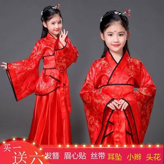 Trang phục trẻ em công chúa cổ tích phong cách trung quốc cô gái hanfu phù hợp với miss guzheng trang phục cô gái trang phục trẻ em