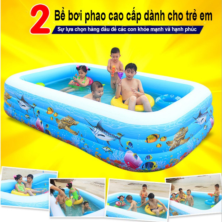 Bể Bơi Phao Trẻ Em Trong Nhà Hình Chữ Nhật Kích Thước 210x145x60Cm