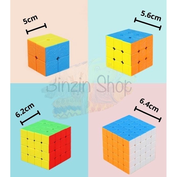 Combo 4 rubik 2x2 3x3 4x4 5x5 stickerless Sengso trơn, mượt