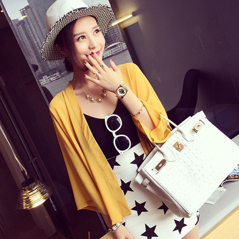 Áo khoác voan dáng dài phong cách Hàn Quốc thanh lịch dành cho nữ | BigBuy360 - bigbuy360.vn