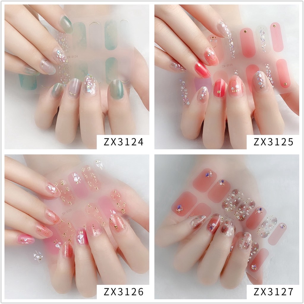 Miếng dán móng tay nghệ thuật 3D màu gradient ZX3114-3131