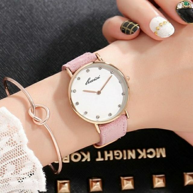(Thanh lý 259k--&gt; 179k) Đồng Hồ Nữ LRUISI 8006 Dây Da Lộn Chính Hãng (Có Clip+ Ảnh Thật)