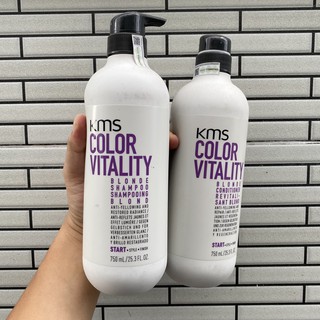 Dầu gội xả nâng sáng khử sắc tố vàng KMS COLORVITALITY BLONDE 750mlx2 | New 2024
