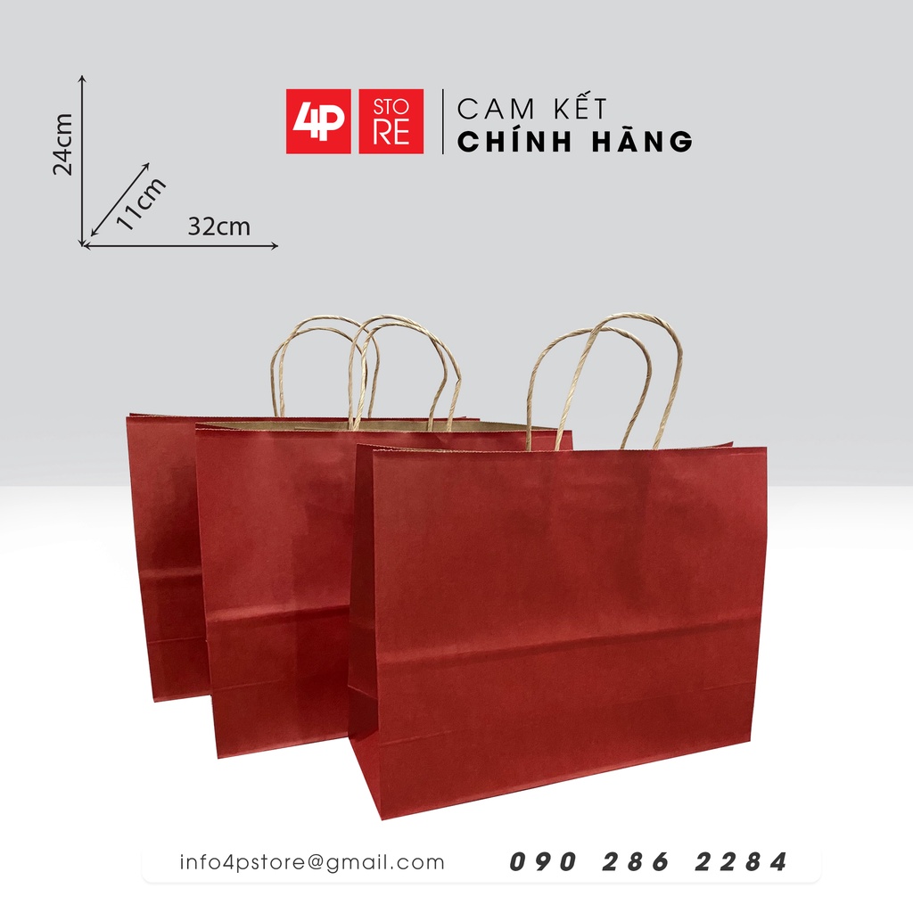 TÚI KRAFT ĐỎ ĐẬM NGANG 32 X 24 X 11 CM