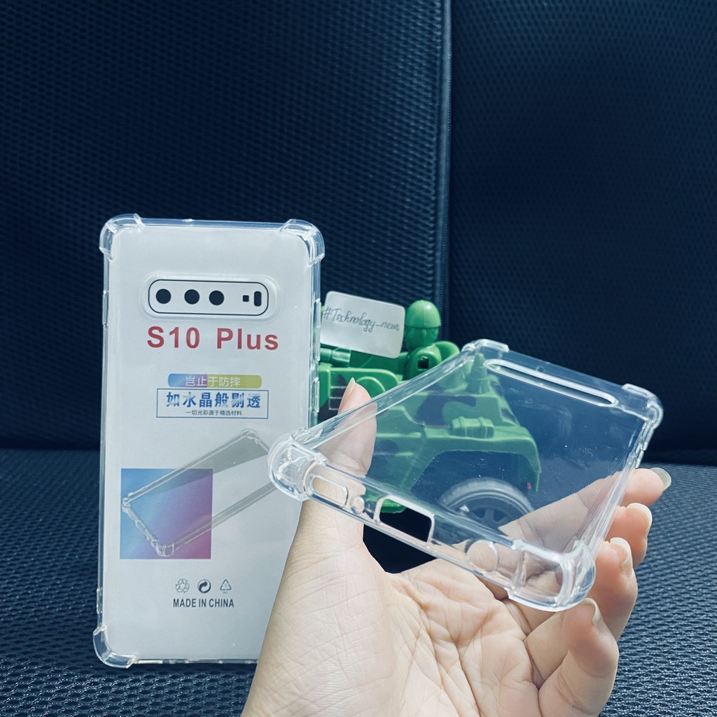 Ốp lưng chống sốc Samsung S10 Plus loại dày cao cấp trong suốt bo 4 góc chống va đập