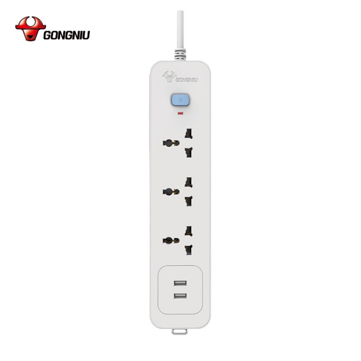 Ổ Cắm Điện Gongniu 3 Ổ Đa Năng + 2 USB 1 công tắc 2500W/10A Dây Dài 1.8m – N103U