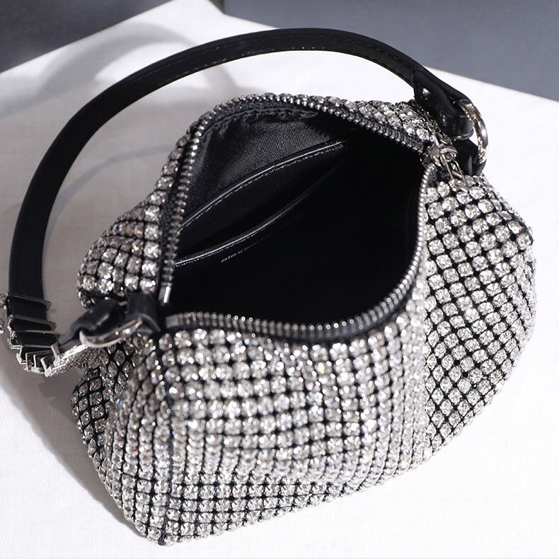 Túi Xách Đeo Vai Hình Vuông Nhỏ Gọn Đính Đá Lấp Lánh Phong Cách Mới 2021 Thời Trang Cho Nữ