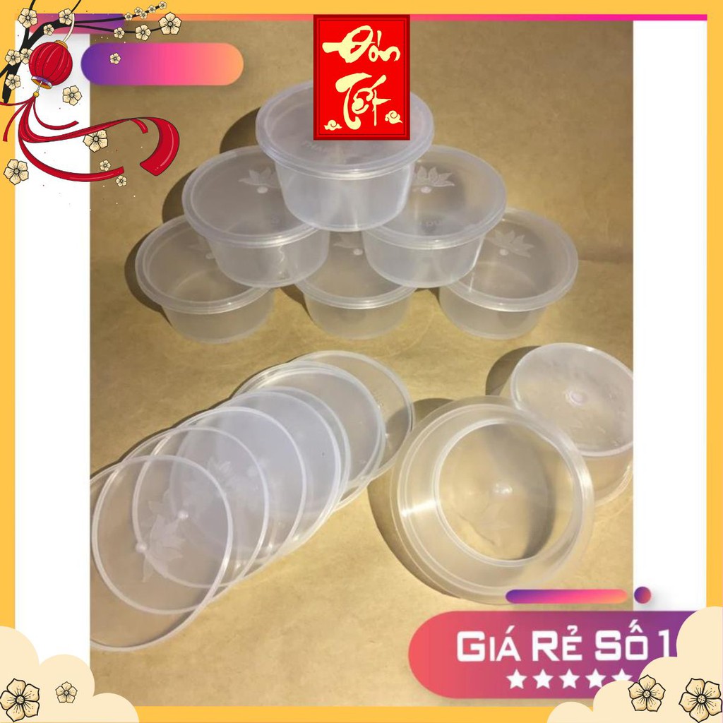 50 Hộp Nhựa Tròn Làm Caramen Thanh Dung - Hàng Việt Nam - Có Nắp - Đường Kính: 6.5, Cao : 3.2cm Bake Group