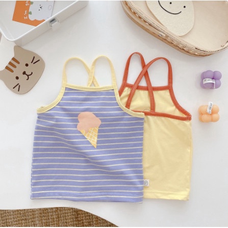 Áo Hai Dây Thun Lạnh Sắc Màu Chất Liệu Cotton Mềm Mại Thoải Mái Cho Bé Gái Từ 5Kg Đến 28Kg Thời Trang trẻ Em Chaarlie Ki