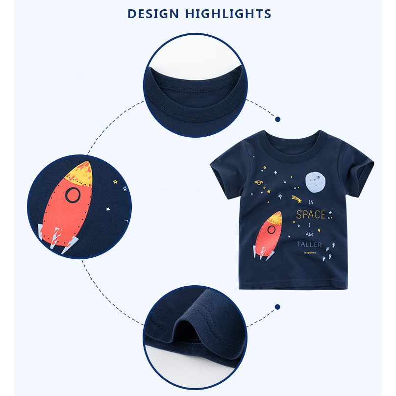 Áo Thun Cộc Tay In Hình Tên Lửa Cho Bé Trai