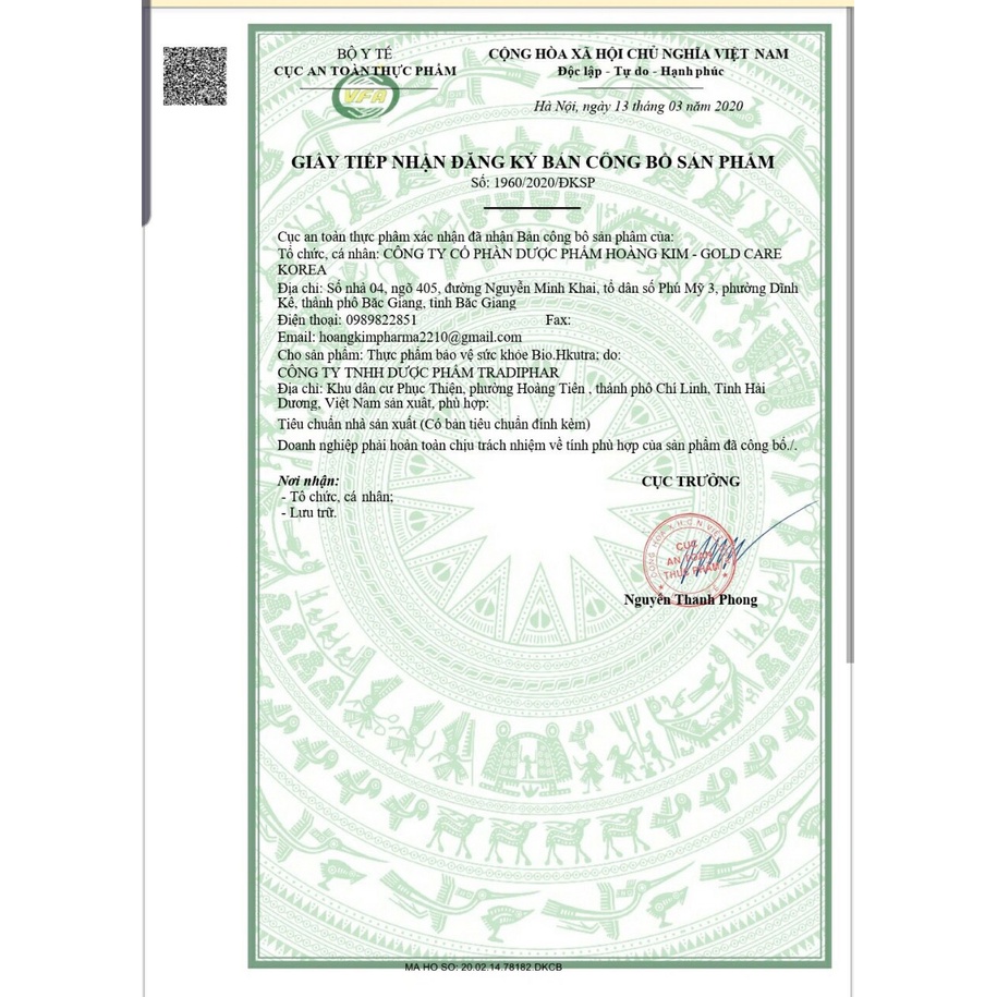 20 ỐNG HỖ TRỢ TIÊU HÓA BIO HKUTRA CHÍNH HÃNG