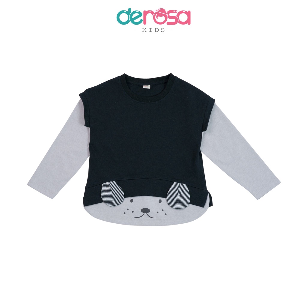 Áo dài tay thu đông bé trai DEROSA KIDS áo thun nỉ da cá cho trẻ em 2-6 tuổi AWKDZ592A