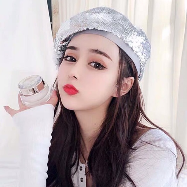 [Mã FAST10KT4 giảm 10K đơn bất kỳ] Mũ nồi beret bere kim sa sequin bling bling