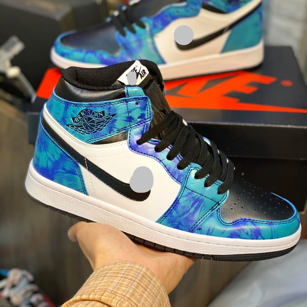 Giày thể thao air Jordan 1 tie dye, giày sneaker nam nữ JD1 cổ cao Xanh loang đậm nước biển cực chất hàng mới về | BigBuy360 - bigbuy360.vn