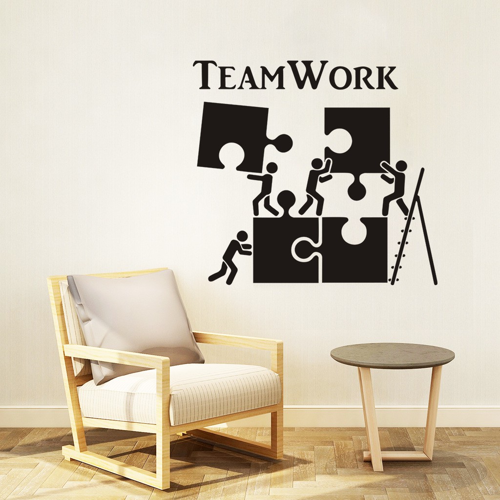 Decal dán trang trí văn phòng TEAM WORK - decan dán tường 3D có sẵn keo HCM