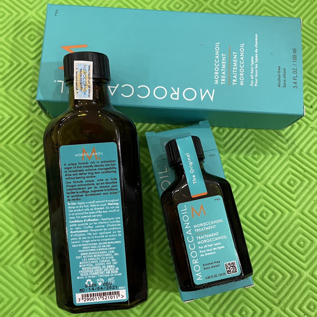 Combo Tinh dầu dưỡng tóc cao cấp Moroccanoil Treatment 100ml + 25ml ( đủ size )