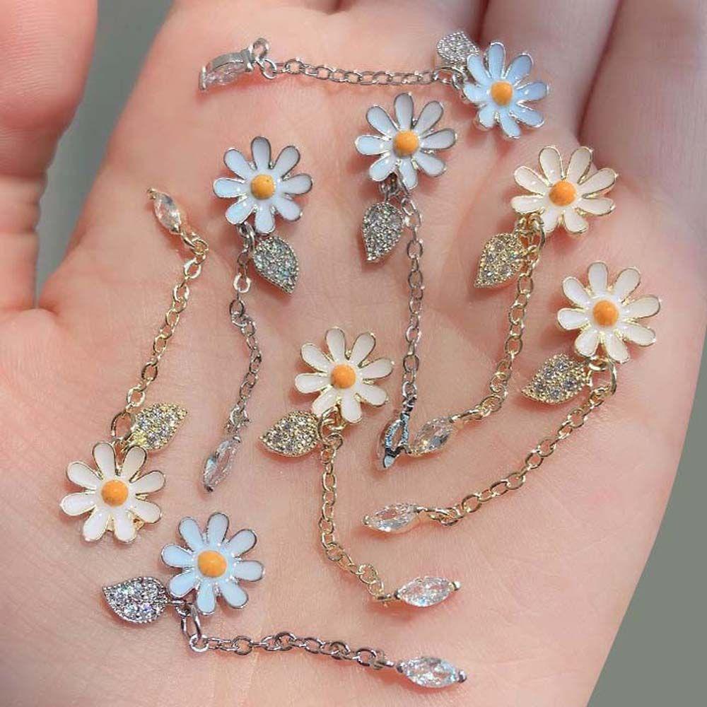 OCEANMAP Phụ Kiện Dây Xích Mặt Hoa Đính Móng Tay Nghệ Thuật Thời Trang Nhật Bản