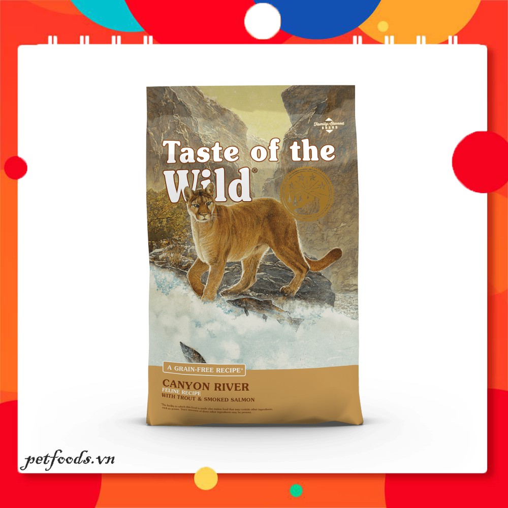 Thức ăn hạt TASTE OF THE WILD CANYON RIVER 170g cho Tất Cả Giống Mèo vị Cá Hồi Vân & Cá Hồi Xông Khói