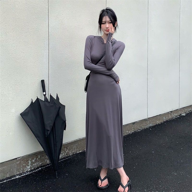 COZOK Váy Hoodie Tay Dài Form Ôm Kiểu Dáng Hợp Thời Trang