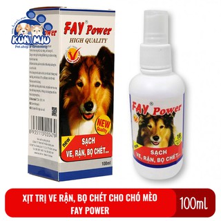 Xịt trị ve rận, bọ chét cho chó mèo Fay Power Chai 100 ML