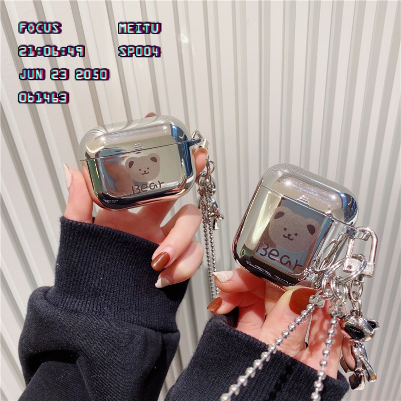 Vỏ bọc bảo vệ hộp sạc tai nghe Bluetooth mềm mạ điện họa tiết gấu Hàn Quốc cho AirPods Pro Airpods 1/2 | BigBuy360 - bigbuy360.vn