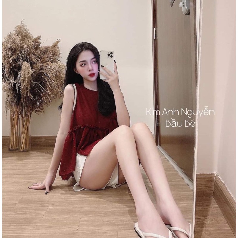 [Mã WASTCOOL giảm 15% tối đa 50K đơn 99K] BNU60 - SET ÁO ĐỎ BÈO TẦNG SÁT NÁCH + SOC TRẮNG NỮ | BigBuy360 - bigbuy360.vn