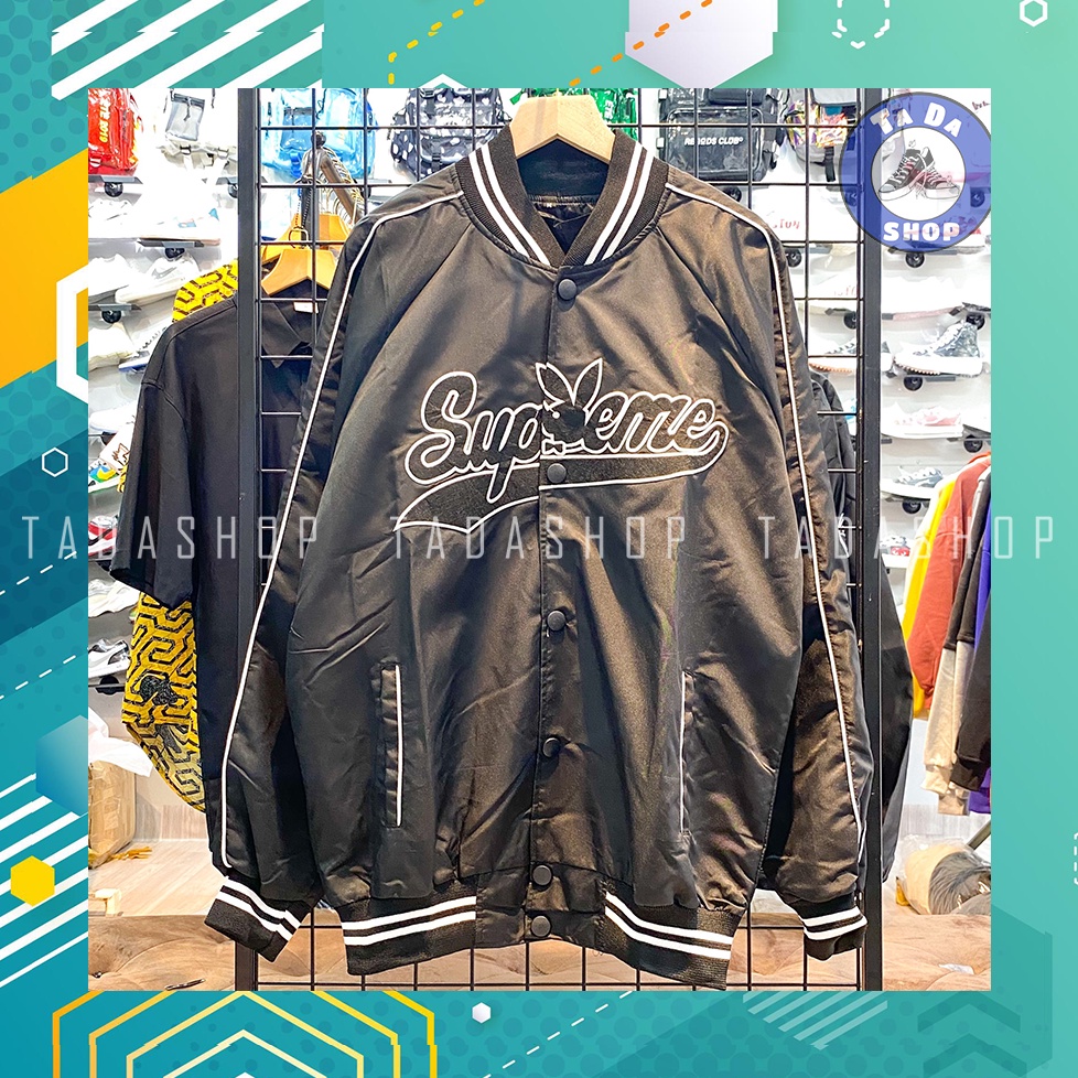 Áo Bomber Varsity Jacket gió 2 lớp SUPREME [ảnh thật]