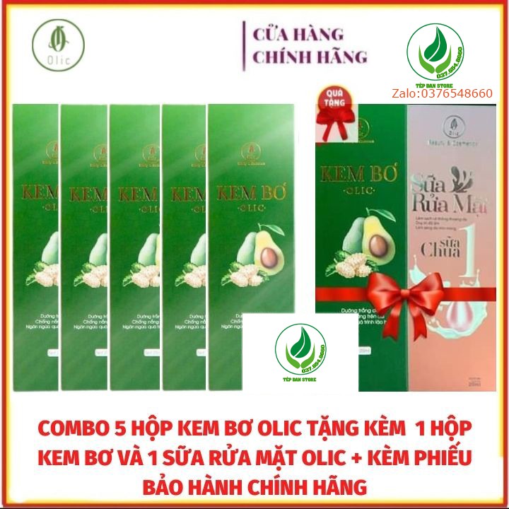 Combo 5 Hộp kem Bơ Olic tặng kèm 2 sản phẩm - kem bơ Olic cấy trắng chống nắng