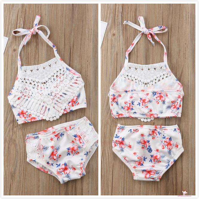 ❤XZQ-Toddler Baby Girl Lace Floral Swimwear Bathing Suit Swimsuit Beachwear Clothes