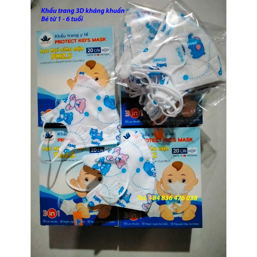 Khẩu trang y tế kháng khuẩn cho bé, trẻ em từ 1 tuổi - 6 tuổi SEN VIỆT - PROTECT KID MASK