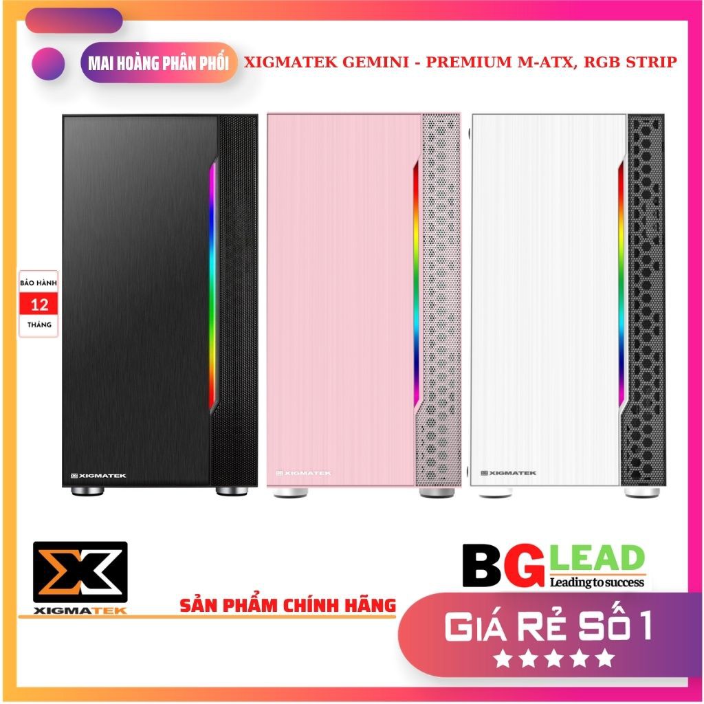 Case máy tính XIGMATEK GEMINI - PREMIUM M-ATX, RGB STRIP - NO FAN