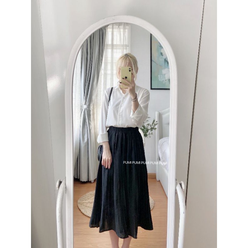 [Mã WASKT304 giảm 15% tối đa 30K đơn 99K] Chân váy voan xếp ly dài freesize Pumi | BigBuy360 - bigbuy360.vn