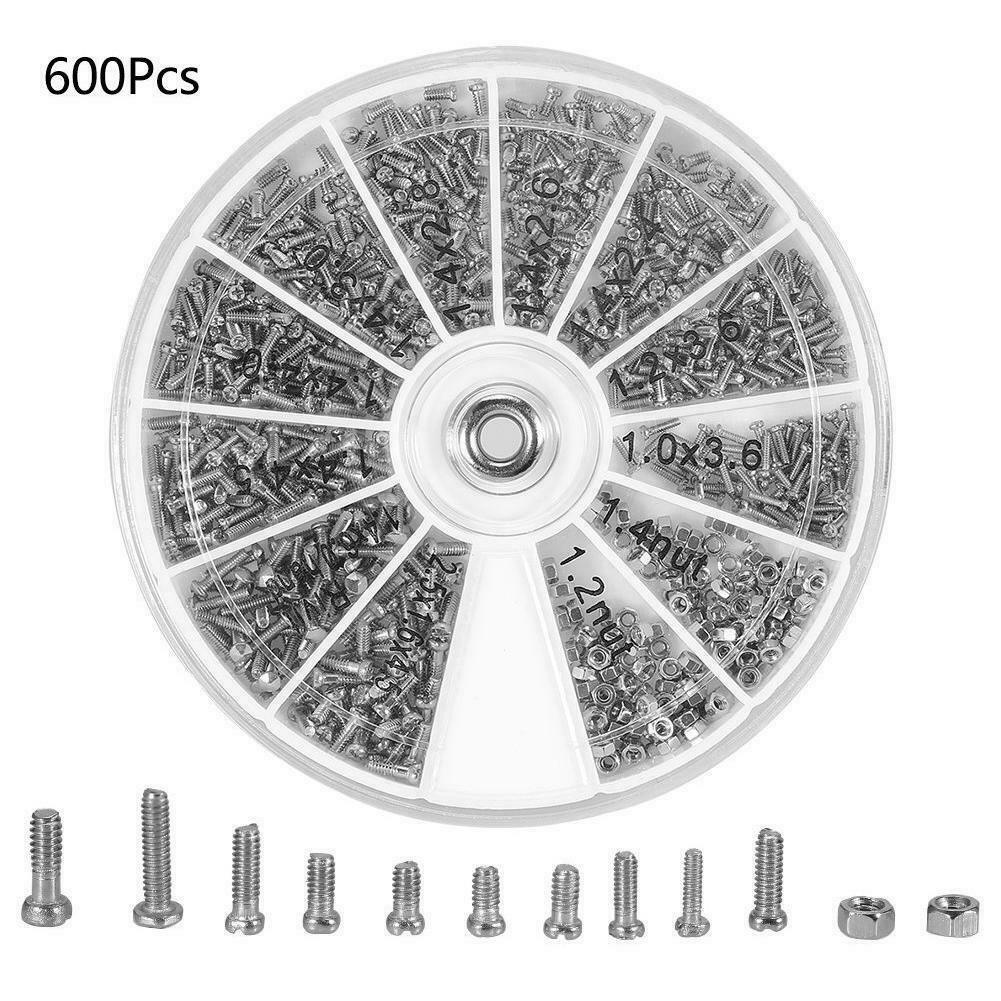 Bộ 600 ốc vít 12 loại bằng thép không gỉ dùng sửa chữa mắt kính tiện lợi H8X3