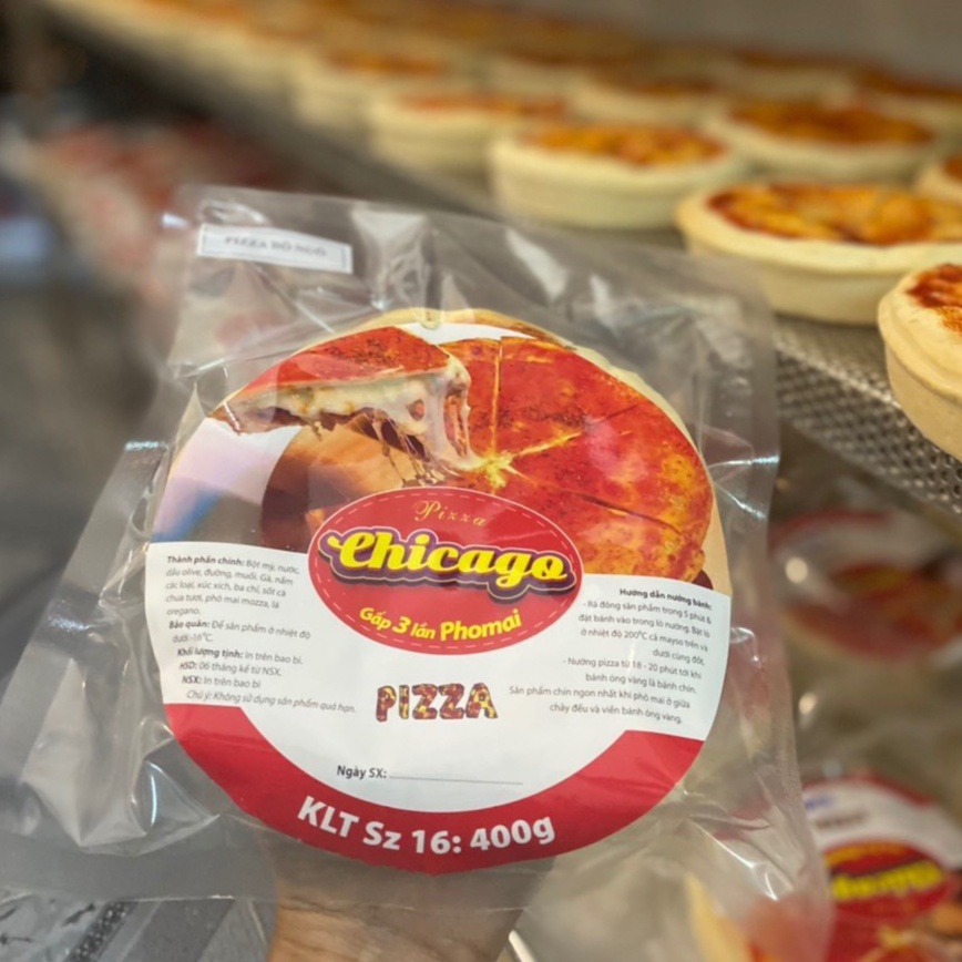 Pizza nhân nhồi chicago vị gà cay, gấp 3 lần phô mai 400g