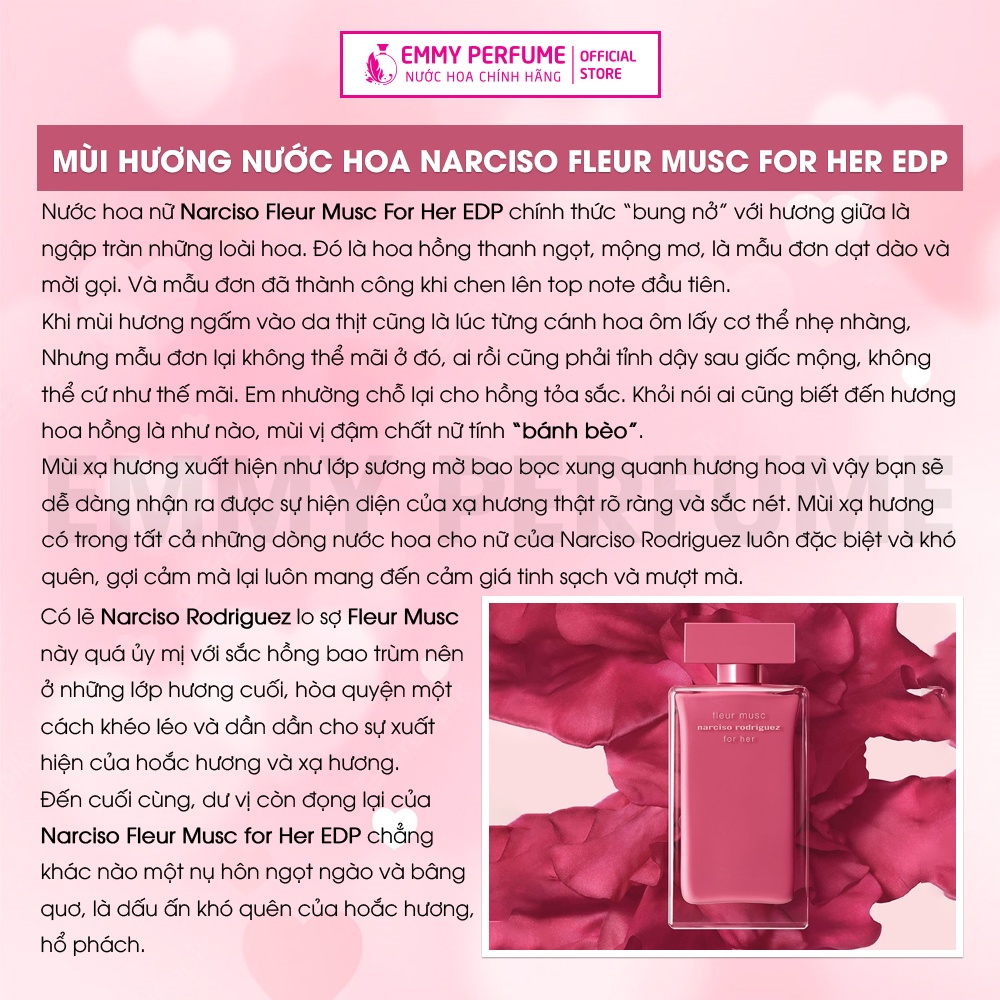 Nước hoa nữ Narciso Fleur Musc Hồng đậm cao - EmmyPer