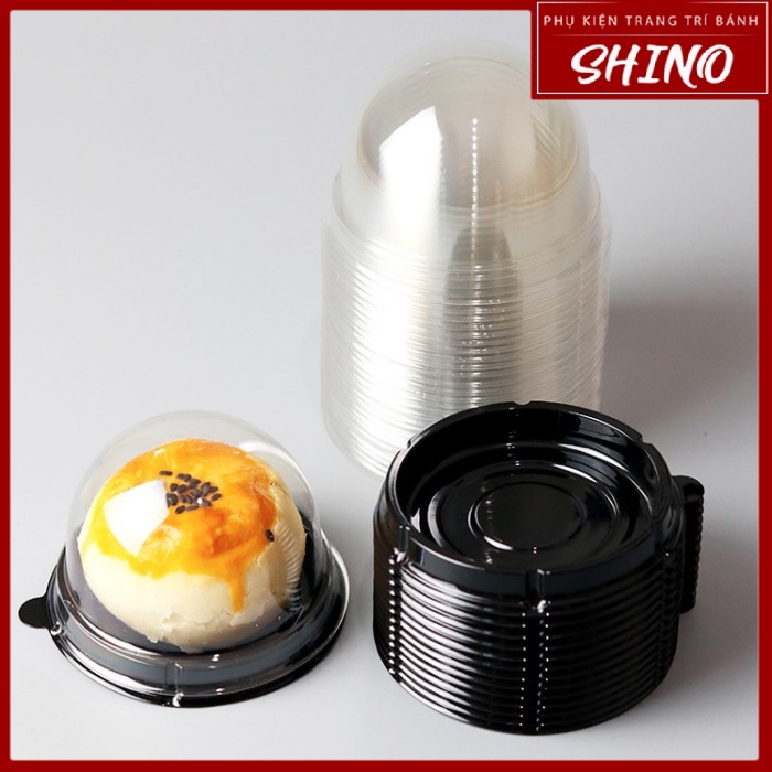 Bộ 50 Hộp / Khay và Nắp Tròn Đựng Bánh Nướng/ Bánh Trung Thu 60 - 80g