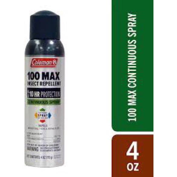 👉Coleman 100 Max 100% DEET Thuốc xịt chống côn trùng - 4 oz Can - (113g) - -Mỹ