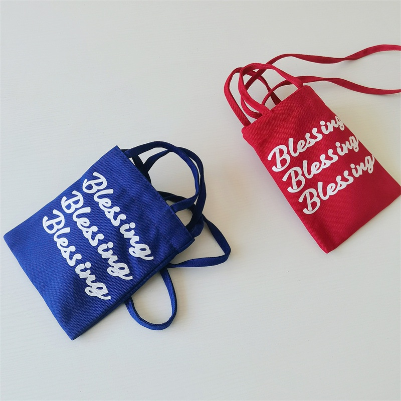 Túi Xách Đeo Vai Vải Bạt In Chữ Thời Trang Hàn Quốc Đáng Yêu Dành Cho Trẻ