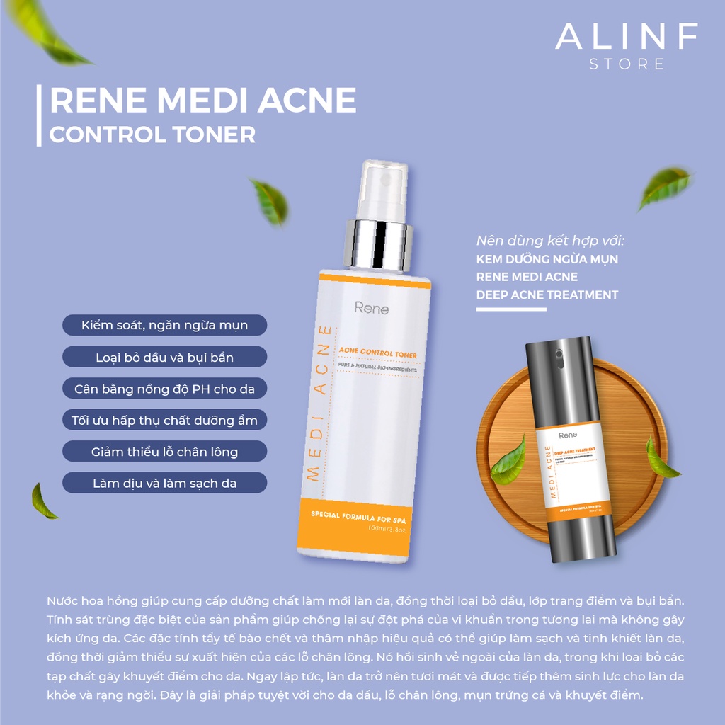 Nước Hoa Hồng Da Mụn RENE MEDI ACNE Acne Control Toner 100ml