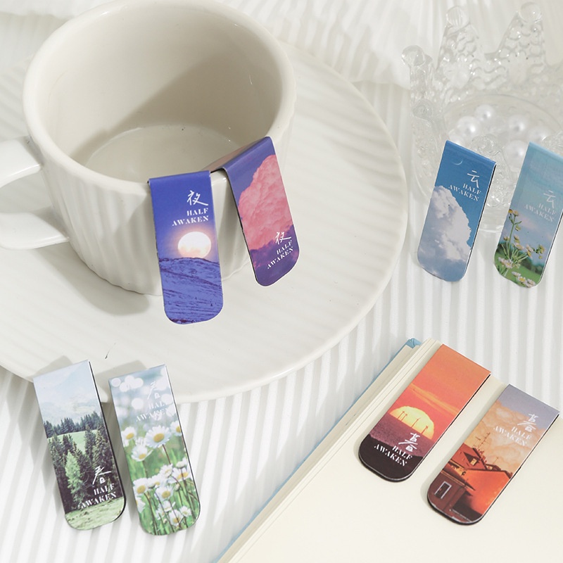 Bộ 2 Kẹp Đánh Dấu Trang Sách Từ Tính Đa Năng Sáng Tạo Phong Cách Ins Cho Học Sinh