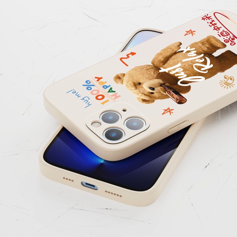 Ốp lưng viền vuông iphone 6/ 7/ 8 PLUS/ X/ XSMAX/ 11/ 12/ 13/ 14 PRO/ PLUS/ MAX GẦU UỐNG NƯỚC CỰC NGẦU 2023
