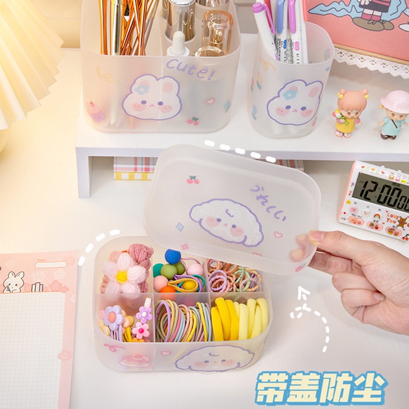 Hộp Đựng Mỹ Phẩm, Đồ Dùng Học Tập Để Bàn Tiện Dụng Có Nắp Đậy Chống Bụi
