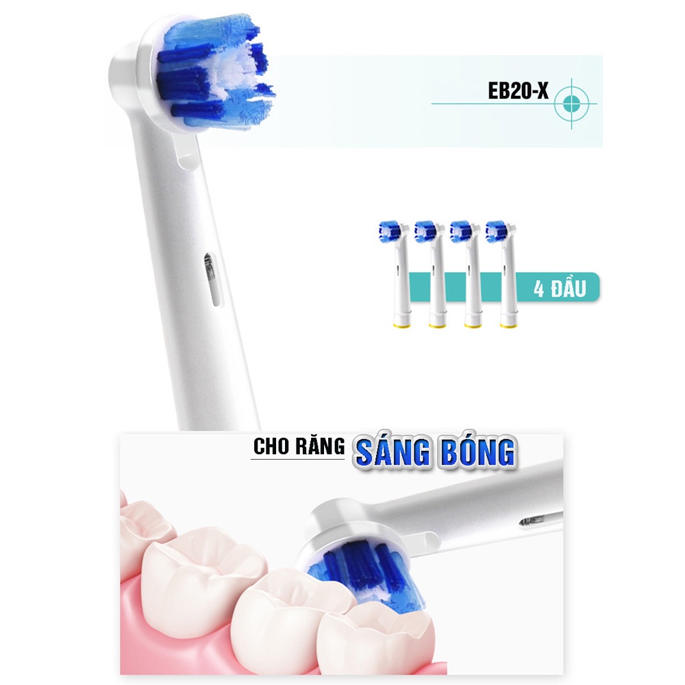 Oral B, EB20-X Accurate, Làm sạch chính xác, lông mềm, set bộ 4 đầu bàn chải đánh răng điện Minh House