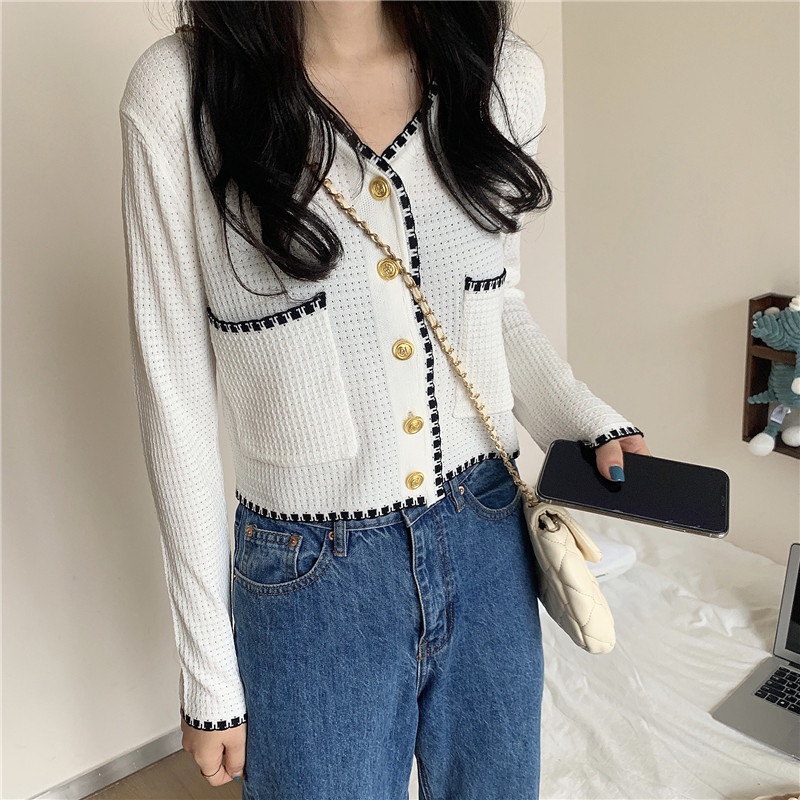 Áo Khoác Cardigan Dệt Kim Tay Dài Dáng Rộng Thời Trang
