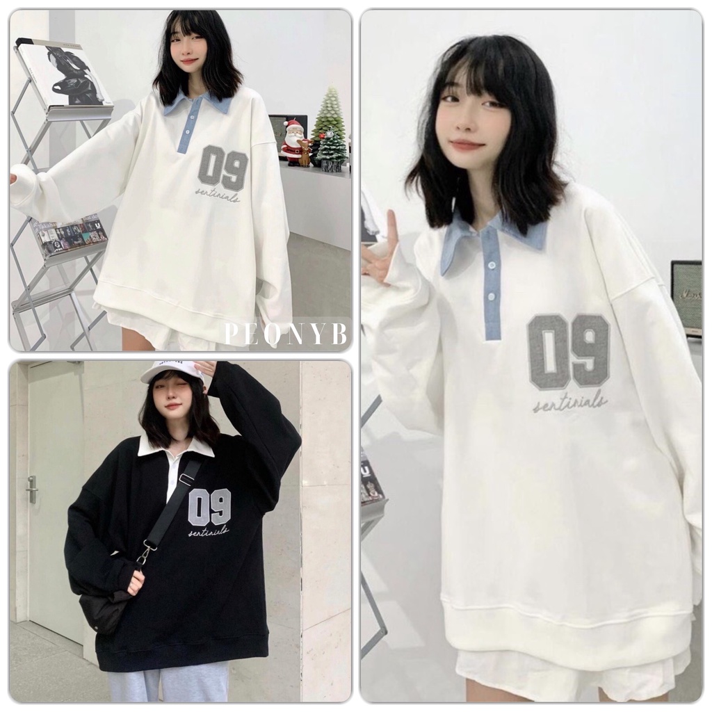 Áo Polo Dài Tay Số 09 PEONYB Unisex [FREESHIP]  Thun kiểu form rộng dáng bồng oversize 3158 đường phố hàn quốc đẹp