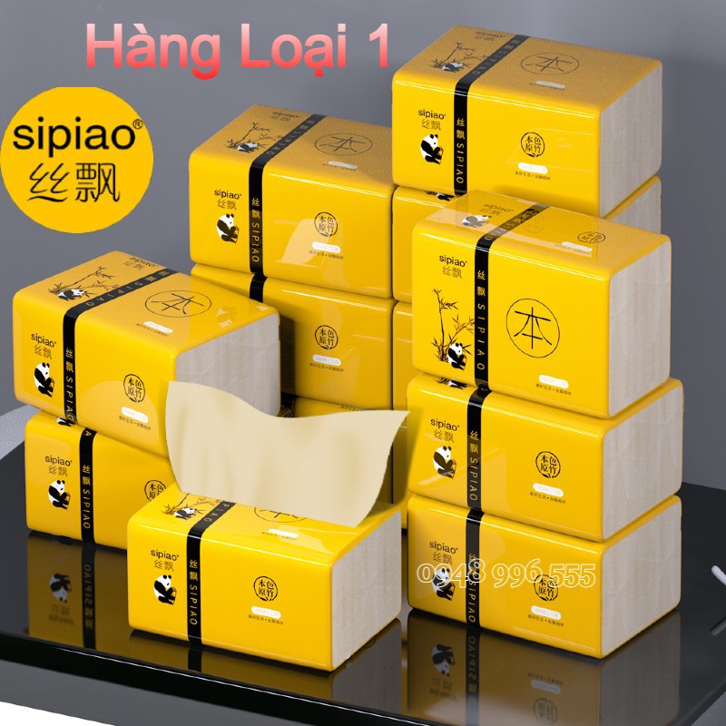 (Loại Siêu Dai) Bịch Khăn Giấy Ăn Gấu Trúc Sipiao 3 Lớp Chống Ẩm Lau Miệng Gói 300 Tờ Không Chất Tẩy Trắng