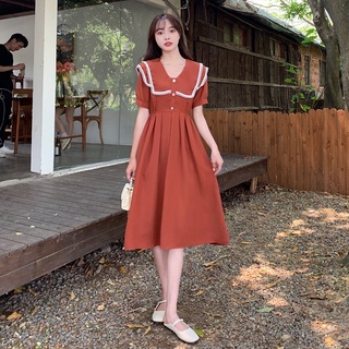 Đầm Tay Ngắn Cổ Bẻ Thiết Kế Mới Thời Trang Mùa Hè Theo Phong Cách Pháp