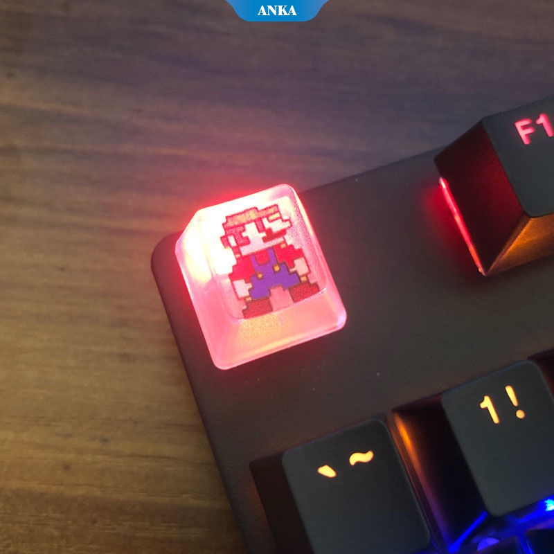 Nút bàn phím cơ pixel Mario màu trong suốt 61/87/104/108 DIY